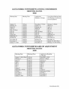 2024 meeting schedule - Alexandria Township